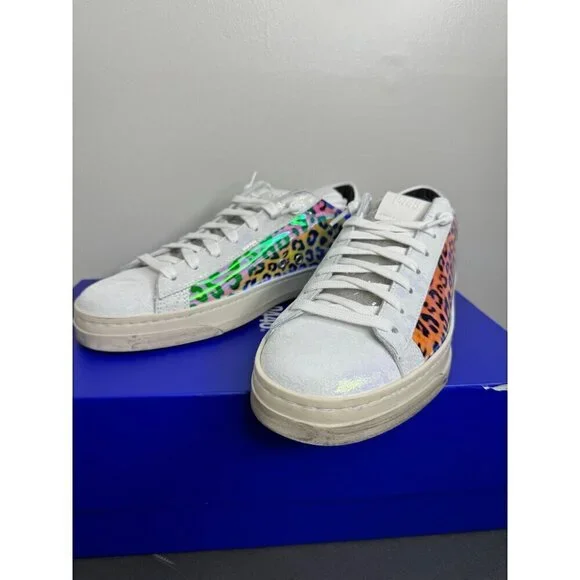 P448 Jack Leopard Hologram Sneakers Colorful Size 37 US 7 NEW $298 - Picture 3 of 6